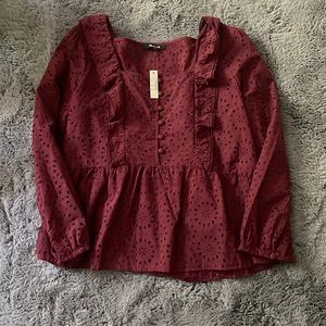 Madewell eyelet ruffle top Medium New!!